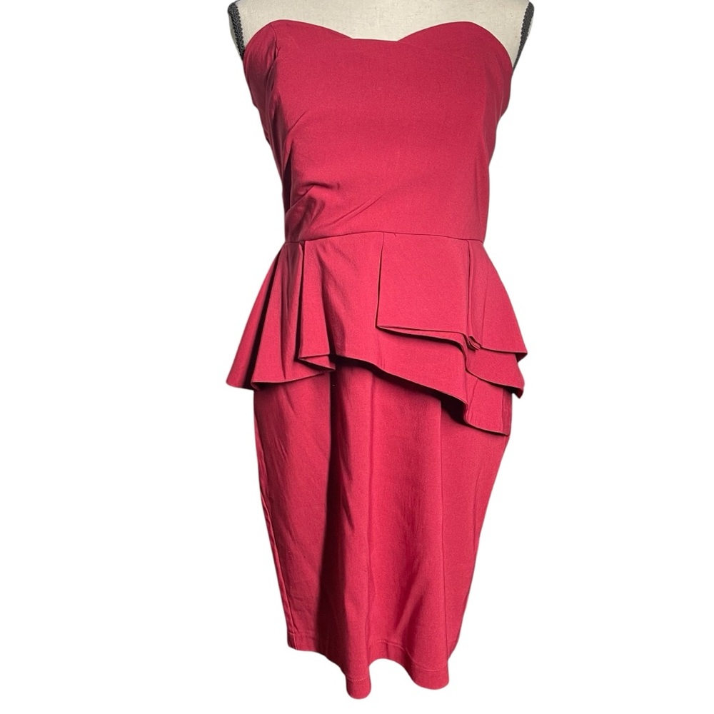 ASOS Elegant burgundy Strapless Dress